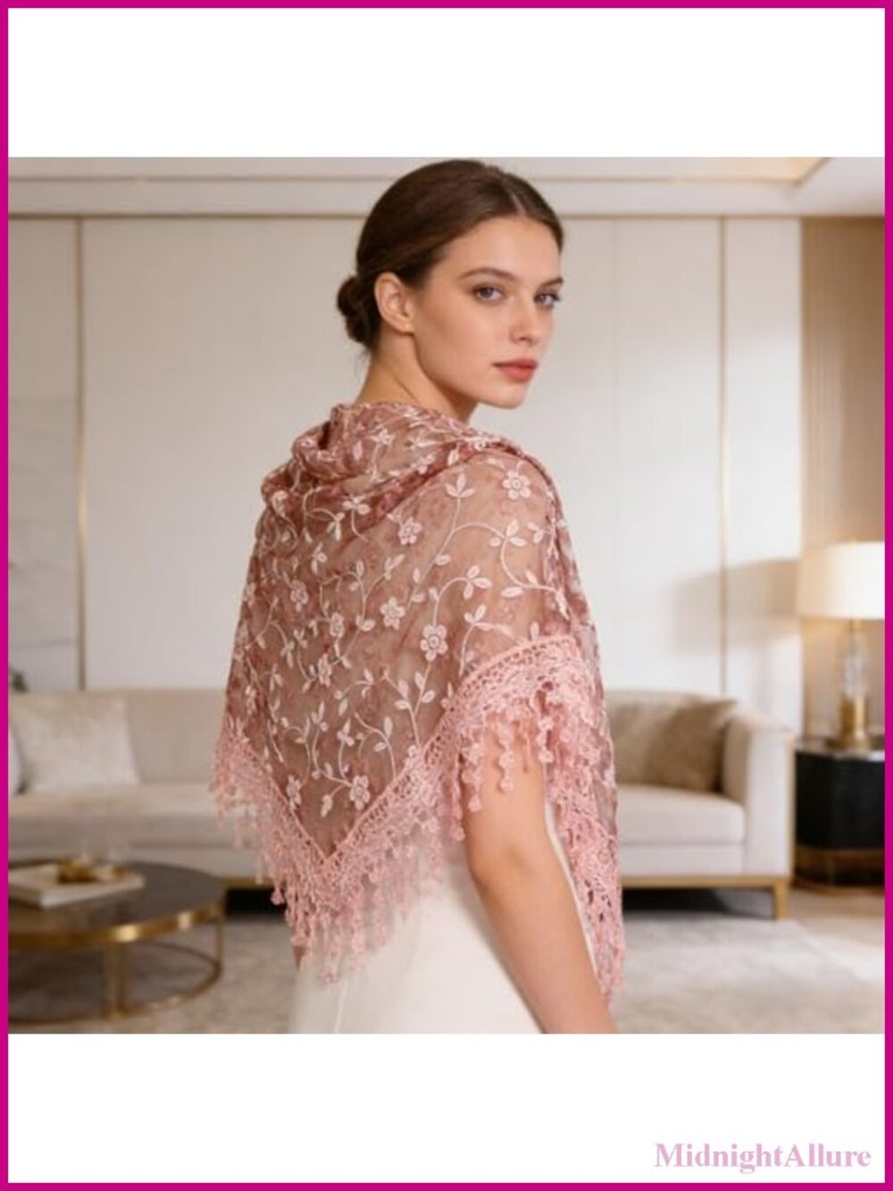 Embroidered Scarf Lightweight Shawl Tassel Fringe Wrap